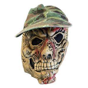 Monster Rubber Mask Scary Monster Halloween Skeleton Hunter Camo Hat Adult